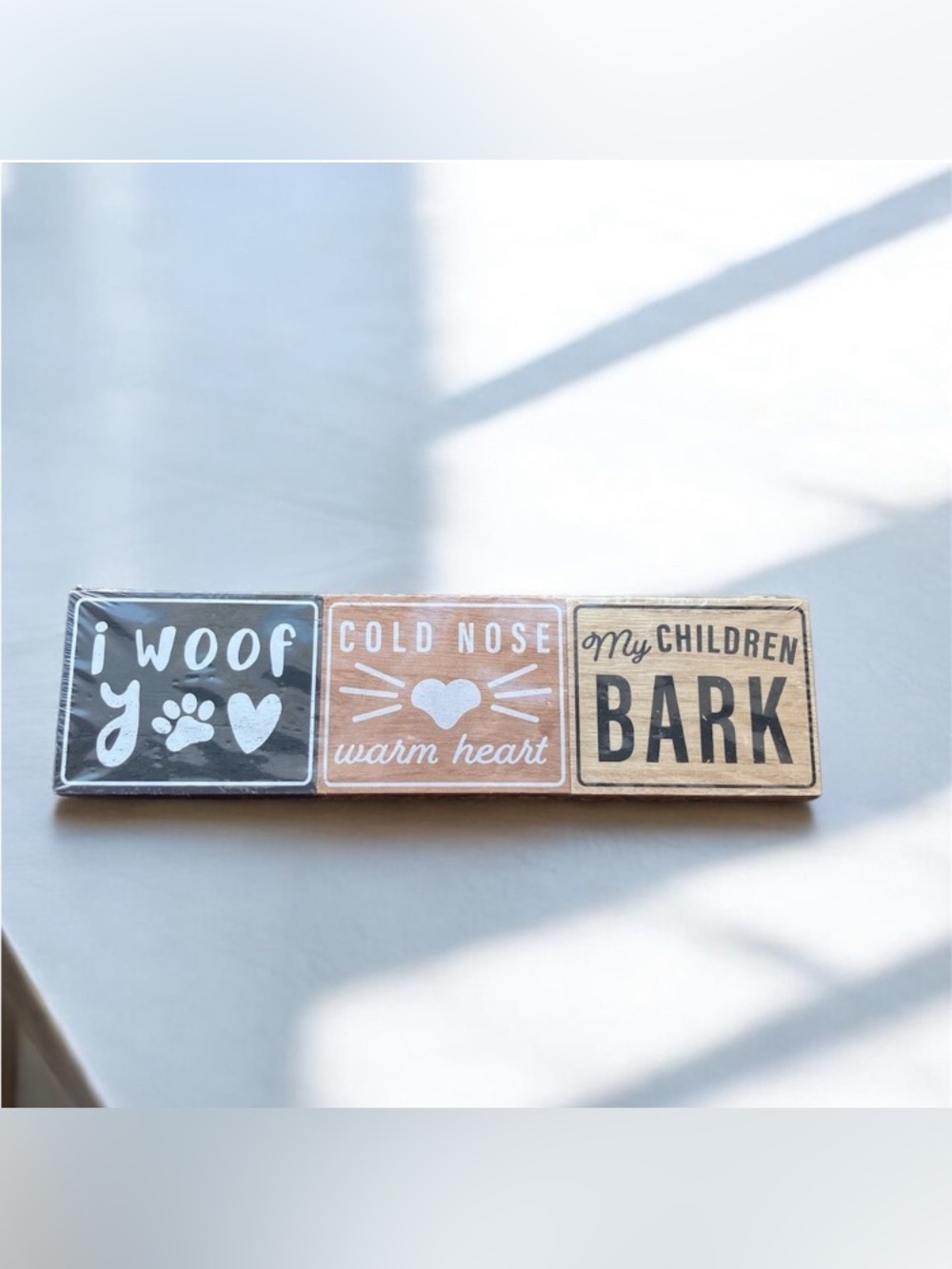 NEW Wooden Dog Ornaments Rustic Dog Signs Pet Lovers Home Decor Set of 3 Whimsy